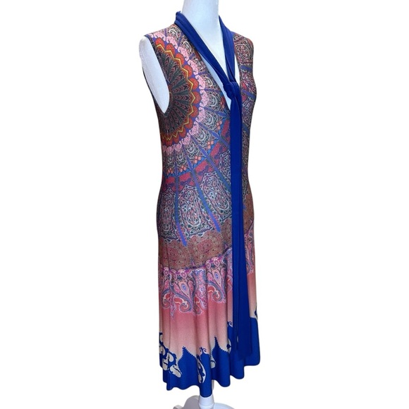 Etro - Paisley Print Sleeveless Shift Midi Dress, Neck Ties - Size 8 -US, 44 -IT - Picture 5 of 16